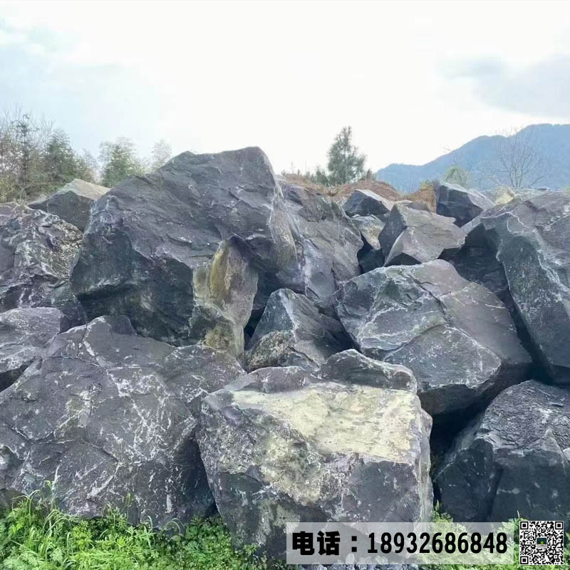 天然黑山石批发厂家庭院广场造景石供应价格-03